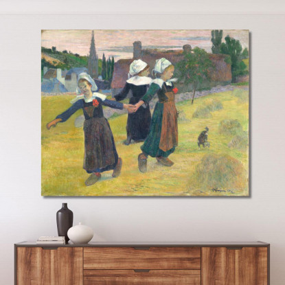 Ragazze Bretoni Che Ballano Pont-Aven Paul Gauguin pgg13 quadro stampato su tela