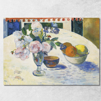 Fiori E Una Ciotola Di Frutta Su Un Tavolo Paul Gauguin pgg28 quadro stampato su tela