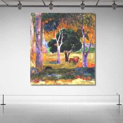 Paesaggio Con Un Maiale E Un Cavallo Hiva Oa Paul Gauguin pgg51 quadro stampato su tela