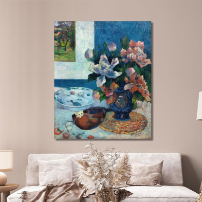 Natura Morta Con Peonie Cinesi E Mandolino Paul Gauguin pgg67 quadro stampato su tela