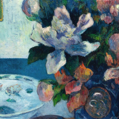 Natura Morta Con Peonie Cinesi E Mandolino Paul Gauguin pgg67 quadro stampato su tela