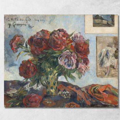 Natura Morta Con Peonie Paul Gauguin pgg104 quadro stampato su tela