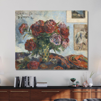 Natura Morta Con Peonie Paul Gauguin pgg104 quadro stampato su tela