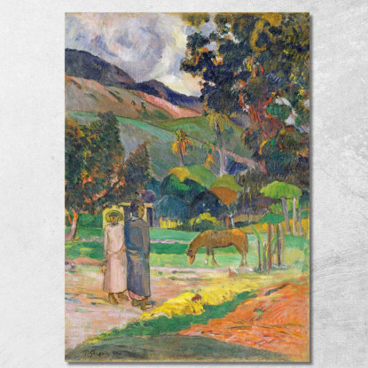 Paesaggio Tahitiano Paul Gauguin pgg111 quadro stampato su tela