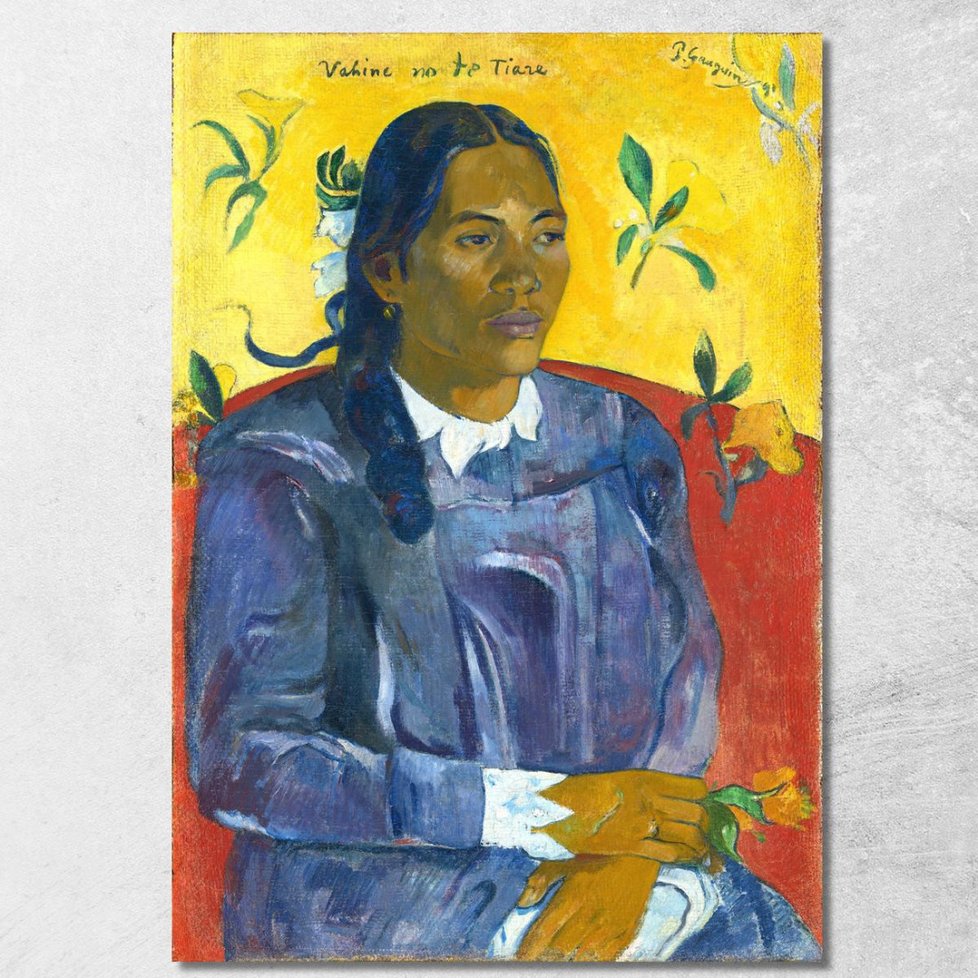 Donna Tahitiana Con Un Fiore Paul Gauguin pgg113 quadro stampato su tela