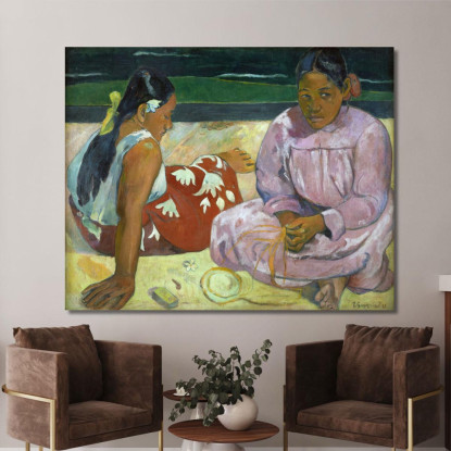 Donne Tahitiane Sulla Spiaggia Paul Gauguin pgg115 quadro stampato su tela