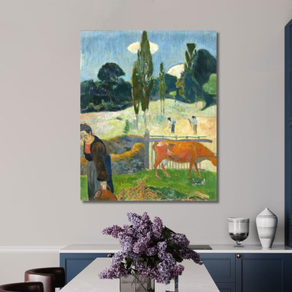 La Mucca Rossa Paul Gauguin pgg137 quadro stampato su tela