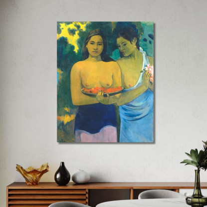 Due Donne Tahitiane Paul Gauguin pgg150 quadro stampato su tela