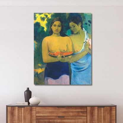 Due Donne Tahitiane Paul Gauguin pgg150 quadro stampato su tela