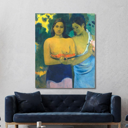 Due Donne Tahitiane Paul Gauguin pgg150 quadro stampato su tela