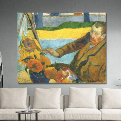 Vincent Van Gogh Dipinge I Girasoli Paul Gauguin pgg156 quadro stampato su tela