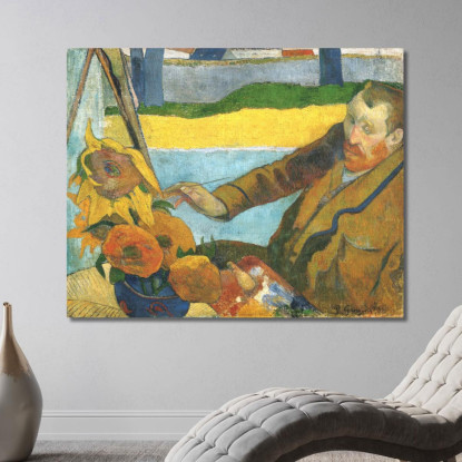 Vincent Van Gogh Dipinge I Girasoli Paul Gauguin pgg156 quadro stampato su tela
