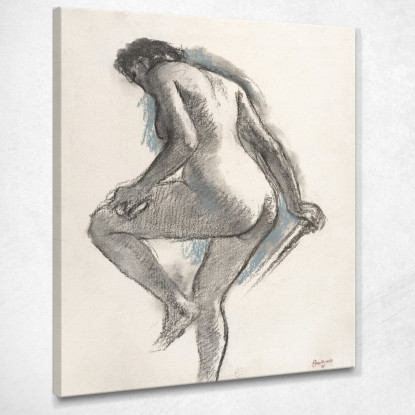 Bagnante Di Donna Nuda Che Si Spugna Il Ginocchio Edgar Degas edg53 quadro stampato su tela