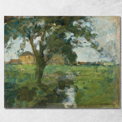 Contesto Agricolo Con Albero In Primo Piano E Canale Di Irrigazione Piet Mondrian pmn41 quadro stampato su tela