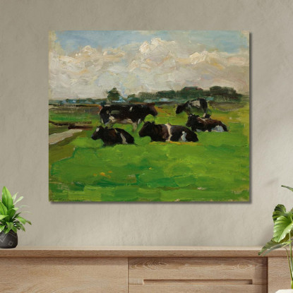 Paesaggio Con Un Gruppo Di Cinque Mucche Piet Mondrian pmn50 quadro stampato su tela
