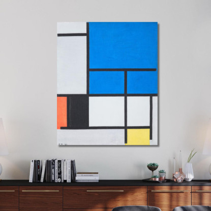 Composizione Con Grande Piano Blu Rosso Nero Giallo E Grigio Piet Mondrian pmn60 quadro stampato su tela