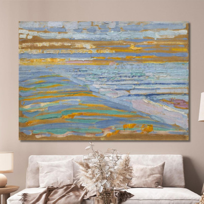 Vista Dalle Dune Con Spiaggia E Moli Domburg Piet Mondrian pmn72 quadro stampato su tela