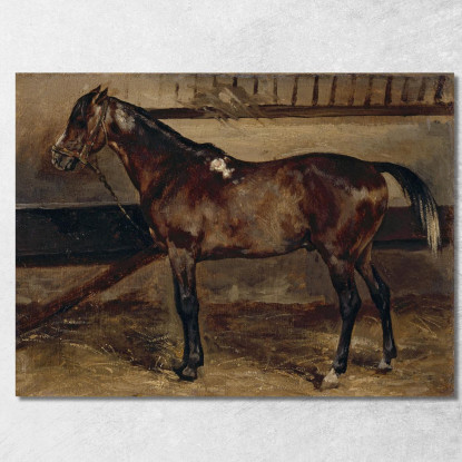 Cavallo Marrone Alla Stalla Théodore Géricault tgr7 quadro stampato su tela