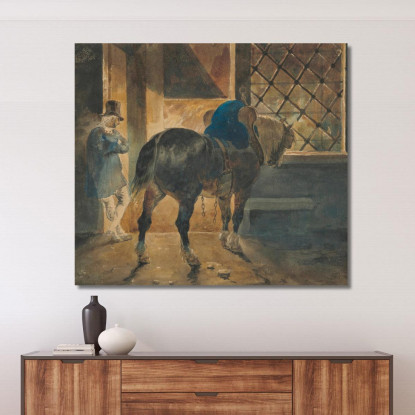 Cavallo Da Tiro Nella Stalla Théodore Géricault tgr8 quadro stampato su tela