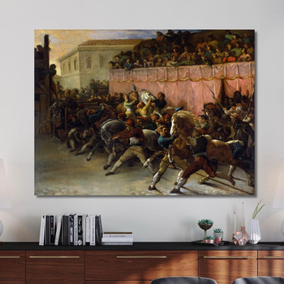 Riderless Racers A Roma Théodore Géricault tgr41 quadro stampato su tela