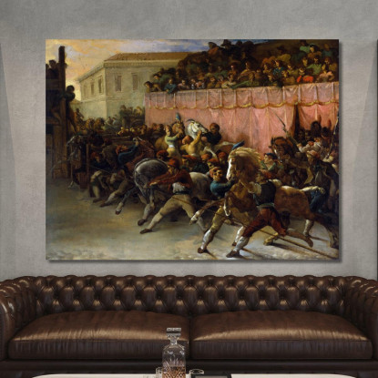 Riderless Racers A Roma Théodore Géricault tgr41 quadro stampato su tela