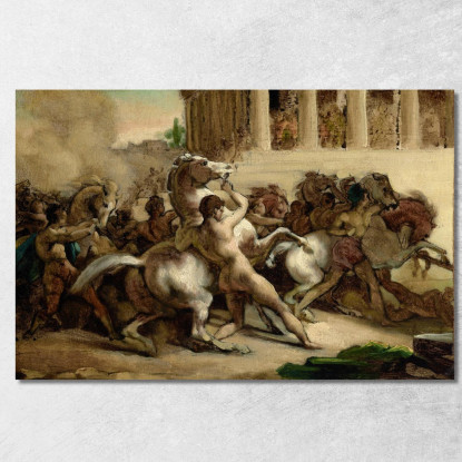 La Corsa Dei Cavalli Senza Cavaliere Théodore Géricault tgr53 quadro stampato su tela