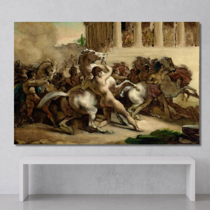 La Corsa Dei Cavalli Senza Cavaliere Théodore Géricault tgr53 quadro stampato su tela