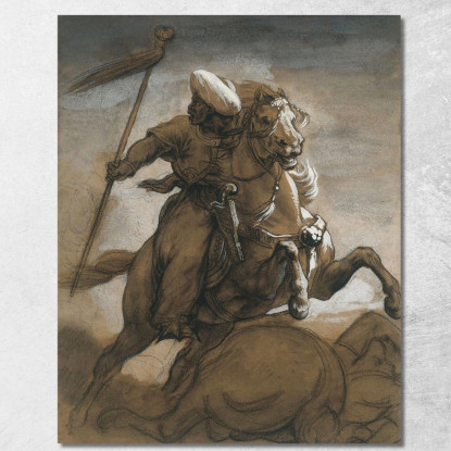 Cavaliere Turco In Combattimento Théodore Géricault tgr60 quadro stampato su tela