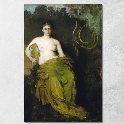 Donna Nuda Seduta. Figura Semi-Drappeggiata Abbott Handerson Thayer aht20 quadro stampato su tela