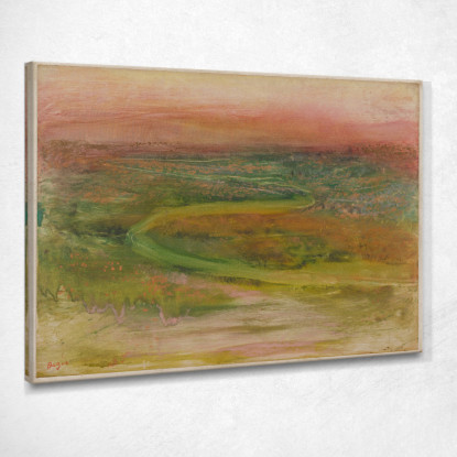 Percorso A Forma Di S In Un Paesaggio Astratto Verde Rosa In Primo Piano Edgar Degas edg68 quadro stampato su tela