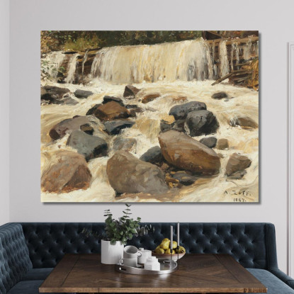 Una Diga Sul Fiume Alfred Zoff azf6 quadro stampato su tela