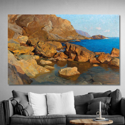 Costa Rocciosa Vicino A Nervi Nel Sole Della Sera Alfred Zoff azf34 quadro stampato su tela