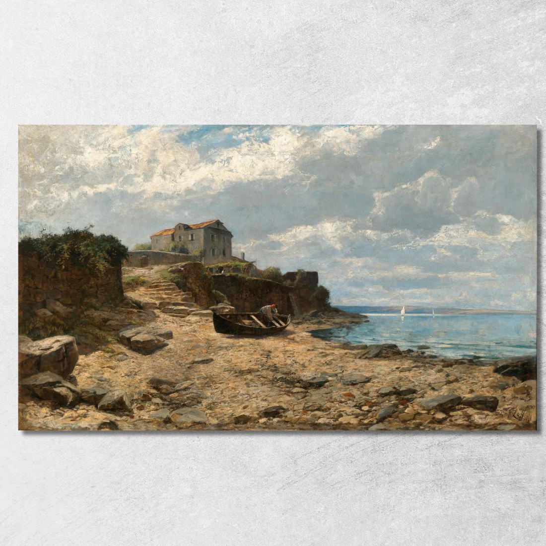 Pescatori Sulla Riva Di Valascu Alfred Zoff azf39 quadro stampato su tela