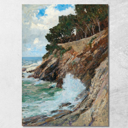 Scena Sulla Costa Di Nervi Alfred Zoff azf58 quadro stampato su tela