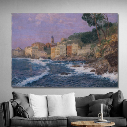 Città Sulla Riviera Alfred Zoff azf60 quadro stampato su tela
