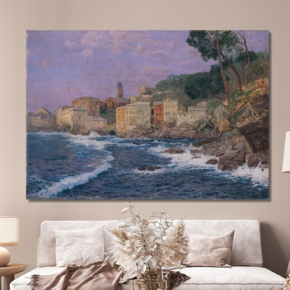 Città Sulla Riviera Alfred Zoff azf60 quadro stampato su tela