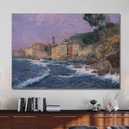 Città Sulla Riviera Alfred Zoff azf60 quadro stampato su tela