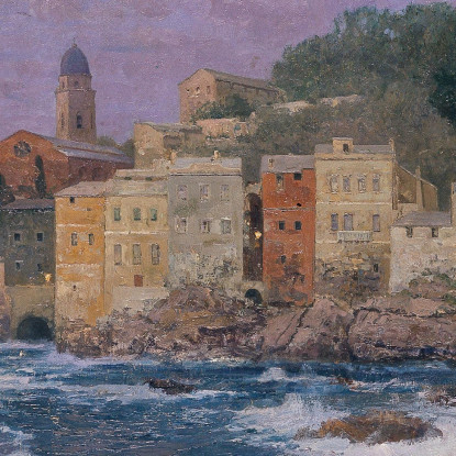 Città Sulla Riviera Alfred Zoff azf60 quadro stampato su tela
