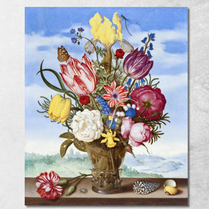 Mazzo Di Fiori Su Una Sporgenza 1619 Ambrosius Bosschaert abc1 quadro stampato su tela