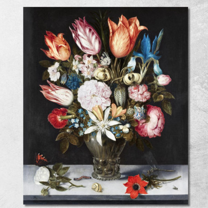 Fiori In Un Bicchiere 1606 Ambrosius Bosschaert abc2 quadro stampato su tela