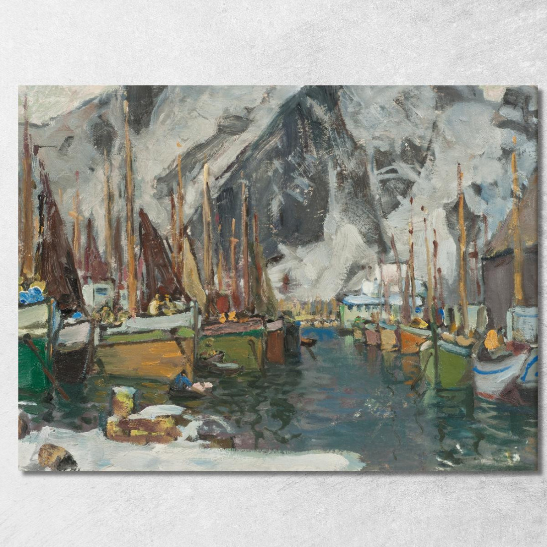 Tra Le Barche Da Pesca A Svolvaer. Studio Da Lofoten Anna Boberg abb6 quadro stampato su tela