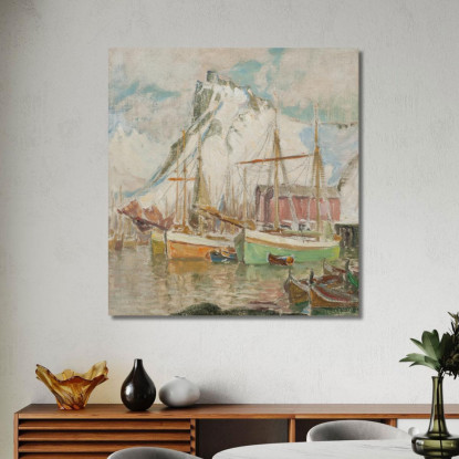Nel Porto Di Svolvaer. Studio Da Lofoten Anna Boberg abb19 quadro stampato su tela
