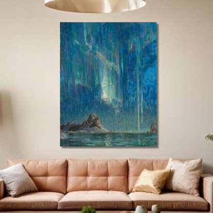 Aurora Boreale. Studio Dalla Norvegia Settentrionale Anna Boberg abb29 quadro stampato su tela