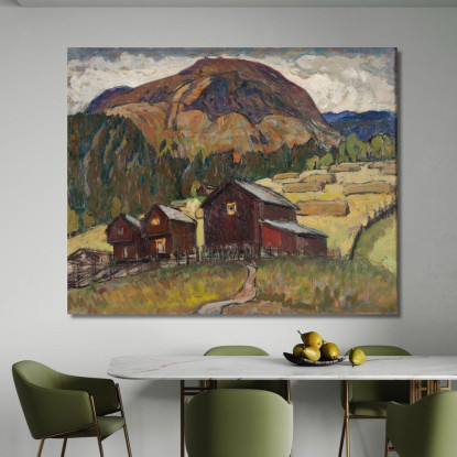 Paesaggio Estivo Con Scudi. Studio Della Norvegia Settentrionale Anna Boberg abb40 quadro stampato su tela