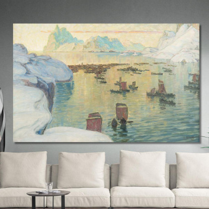 La Flotta Peschereccia In Partenza. Studio Dalla Norvegia Settentrionale Anna Boberg abb44 quadro stampato su tela