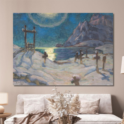 Il Cimitero In Montagna. Studio Da Lofoten Anna Boberg abb45 quadro stampato su tela