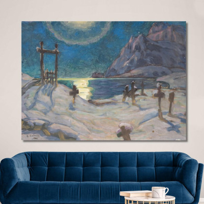 Il Cimitero In Montagna. Studio Da Lofoten Anna Boberg abb45 quadro stampato su tela