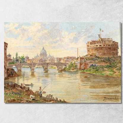 Una Veduta Di Roma Con Castel Sant'Angelo Ponte Sant'Angelo E La Basilica Di San Pietro Sullo Sfondo Antonietta Brandeis abn4 q