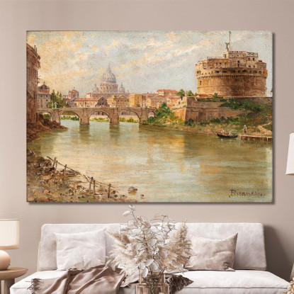 Roma Una Vista Di Castel Sant'Angelo Con La Basilica Di San Pietro In Lontananza Antonietta Brandeis abn30 quadro stampato su t