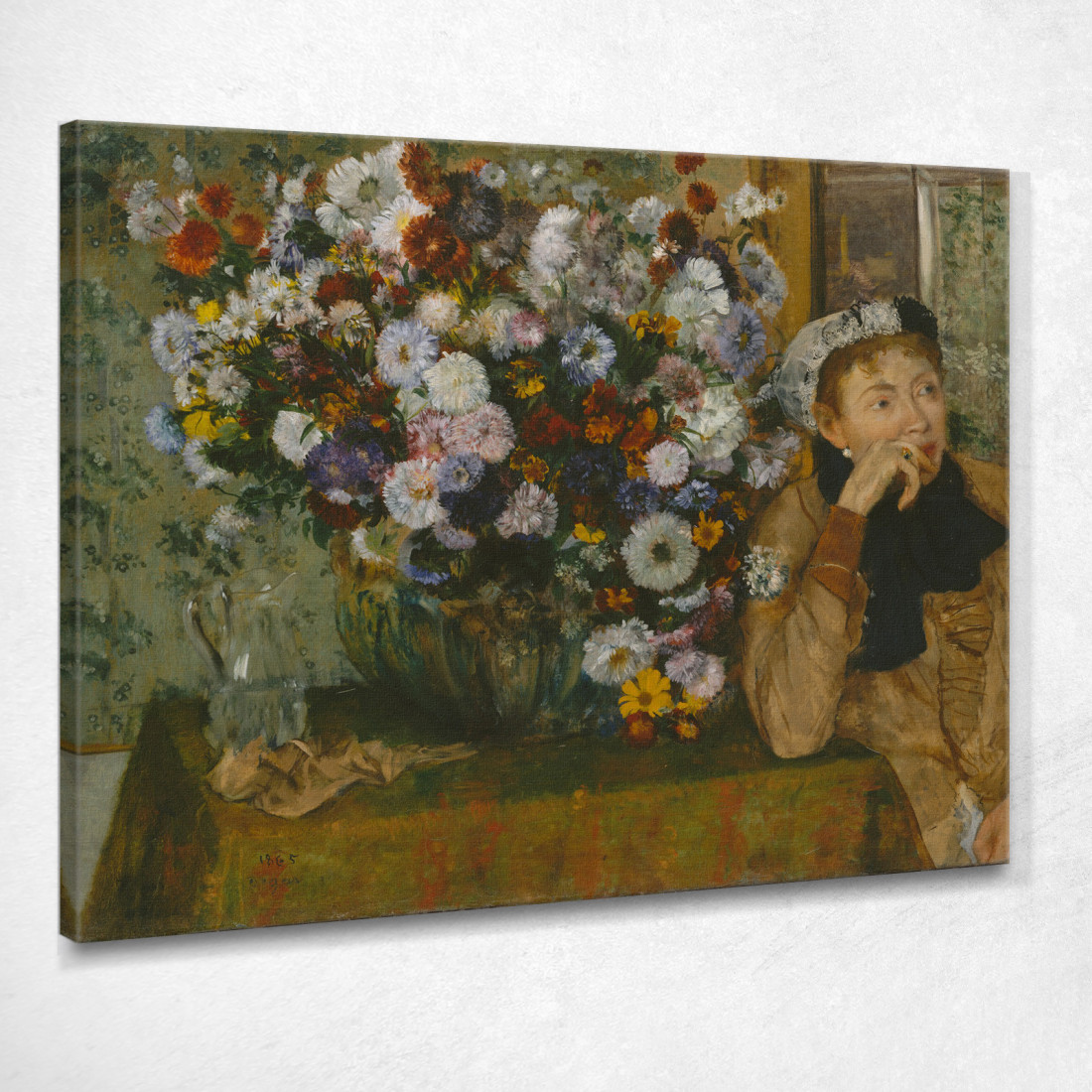 Una Donna Seduta Accanto A Un Vaso Di Fiori Madame Paul Valpinçon Edgar Degas edg94 quadro stampato su tela